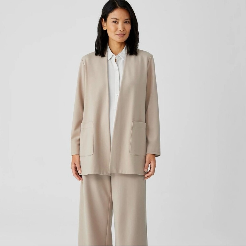 Eileen Fisher Washable Flex Ponte High Collar Jacket Cream Women's 1X - Picture 3 of 15